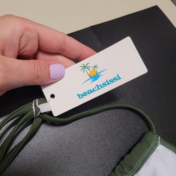 Beachsissi Two Piece Solid Tummy Control Drawstring Side Tankini Set - Picture 10 of 16